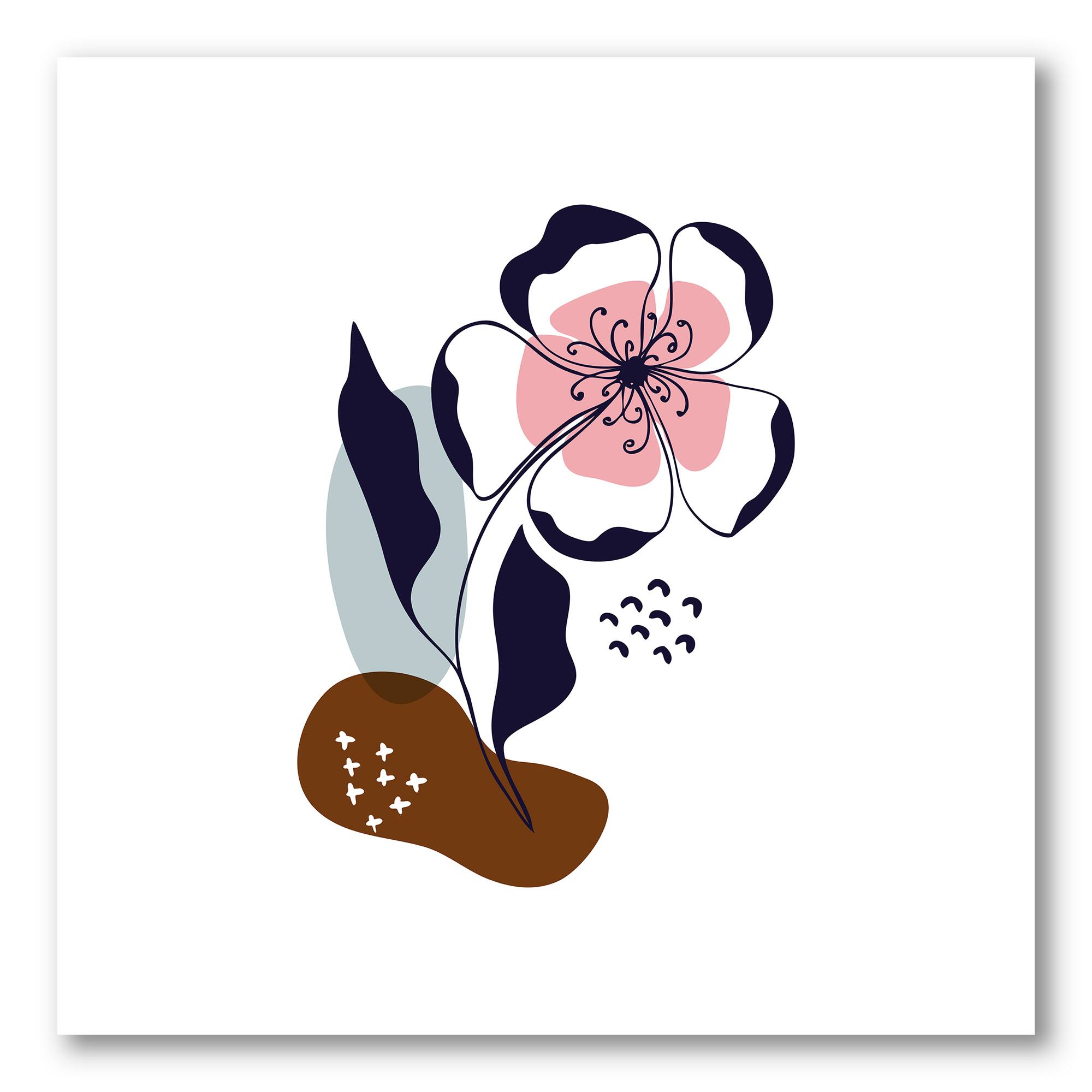 Designart - Abstract Flowers On Minimal Shapes IV